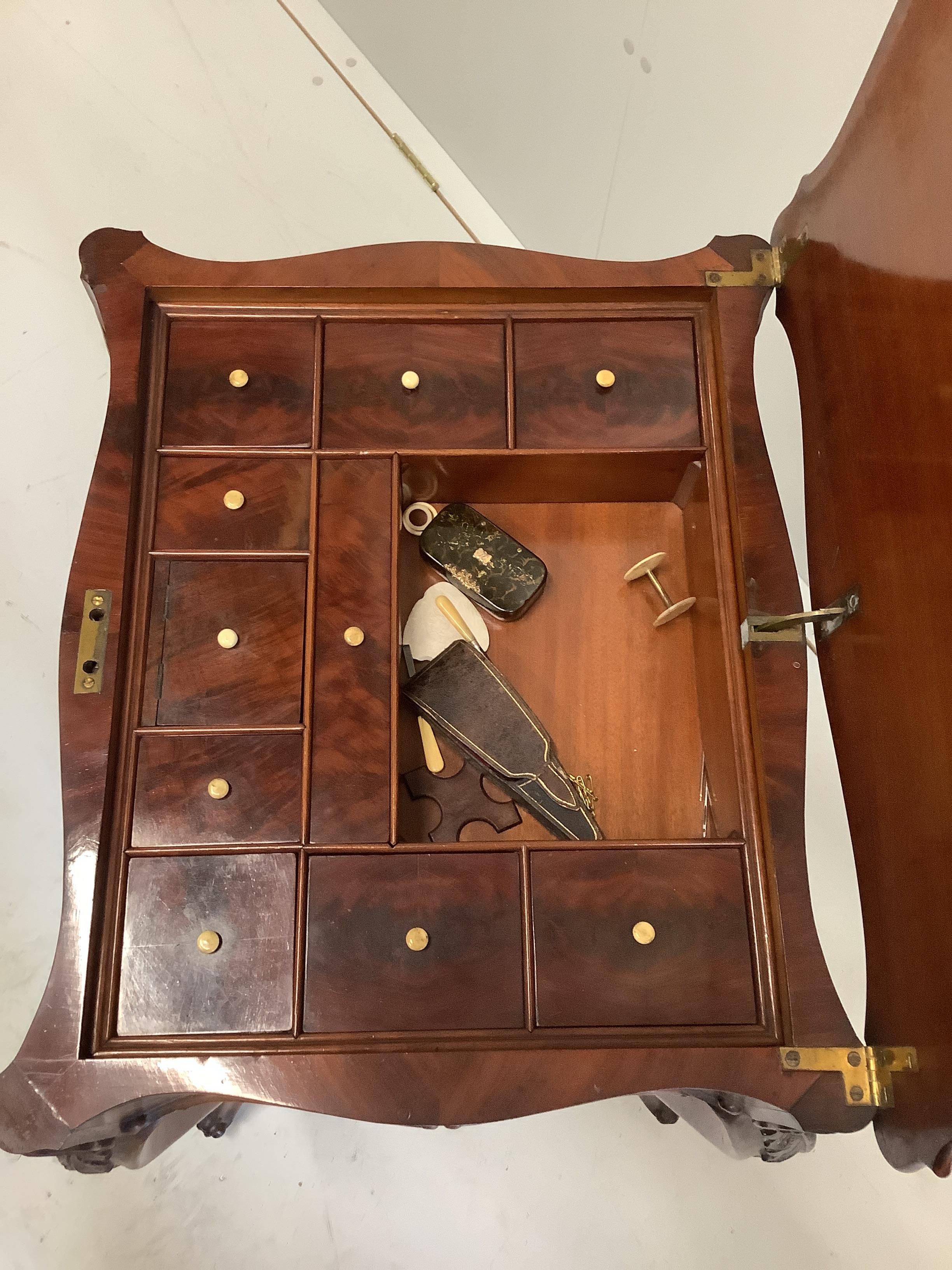 A late 19th century French mahogany work table, width 58cm, depth 48cm, height 77cm